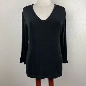 Wear It Black Long Sleeve V-Neck Top Size S EUC